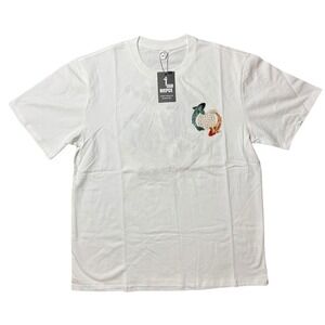 Niepce‎ Lucky Twin Japanese Streetwear Embroidery T-shirt Koi Fish T-shirt Sz L